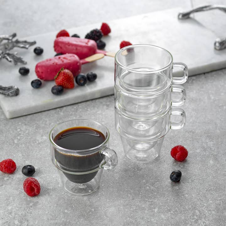 JoyJolt – Chávena de chá por atacado – Óculos de parede dupla empilháveis Stoiva, 5 oz conjunto de 42