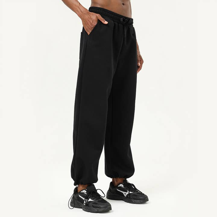 Man Winter Black Loose Drawstring Fitness Sport Sweatpants for wholesale on Faire1