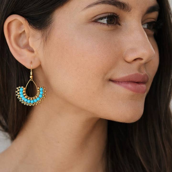 No War Factory s.r.l. - Wholesale Dangle Earrings - "Siam Aura" Earrings – Turquoise & Handmade Gold1
