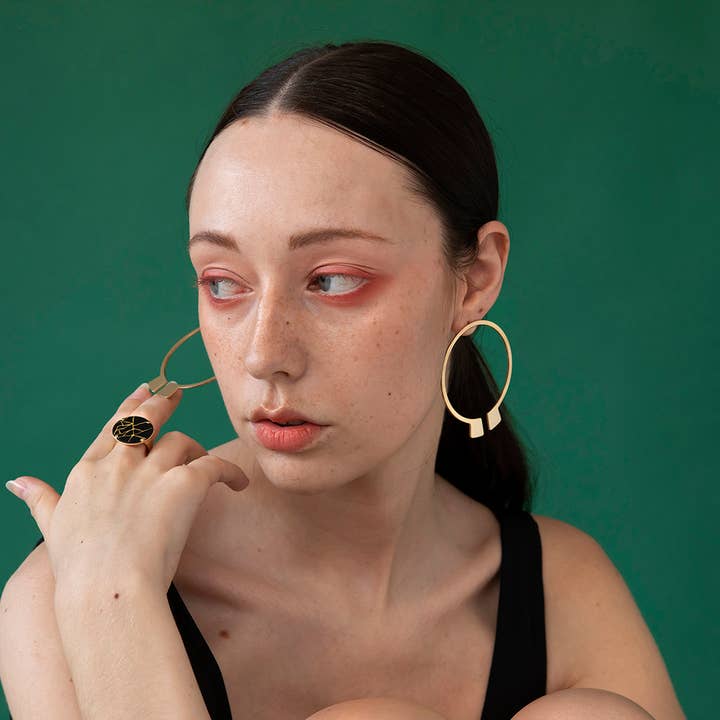 Kintsukuroi - brincos XL SHINJUKU por atacado de Peau de Fleur