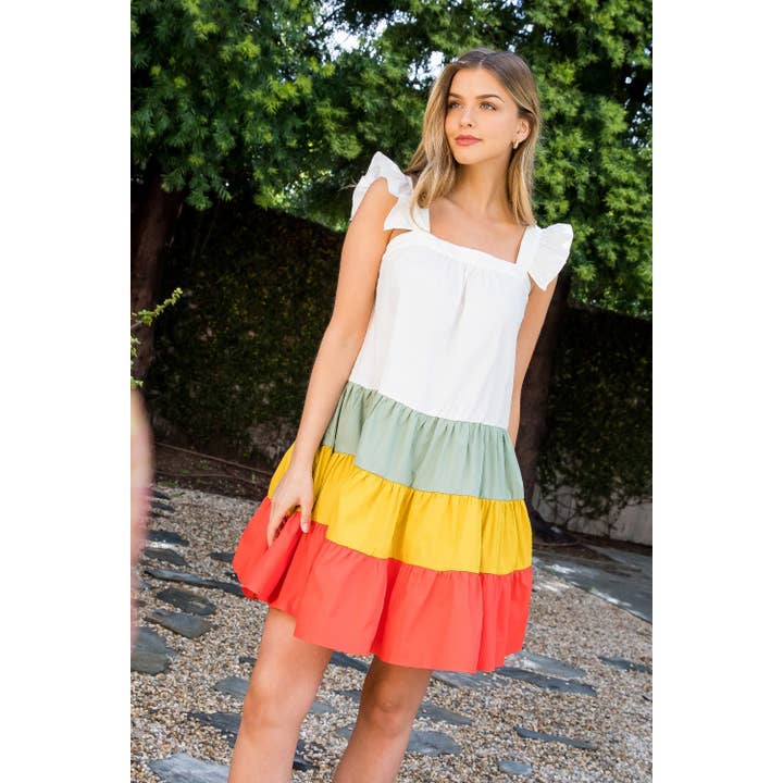 Jurk in popeline met kleurvlakken voor wholesale door THML