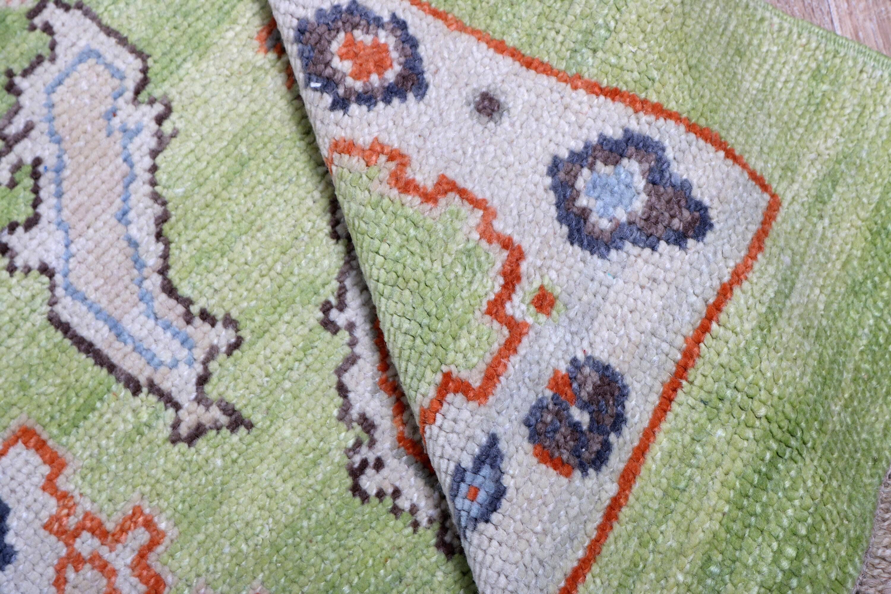 The Loom Wholesale – wholesale Runner rug – Vintage Turkish Green Oushak Wool Runner Rug 3x8 ft4