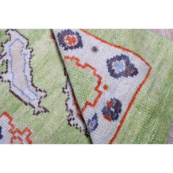 The Loom Wholesale – Tapete de corredor por atacado – Tapete Vintage Turco Verde Oushak de Lã 3x8 pés4