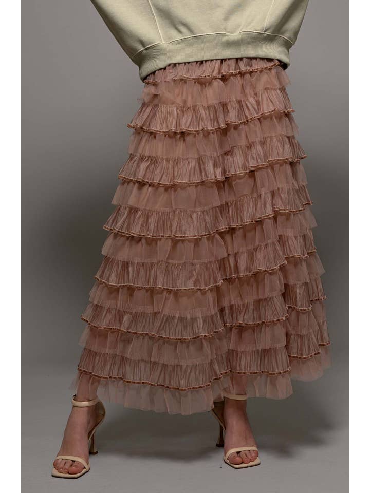 Urban Daizy - Wholesale Skirt - Women's - Clear Tulle Layered Ruffle Maxi Skirt