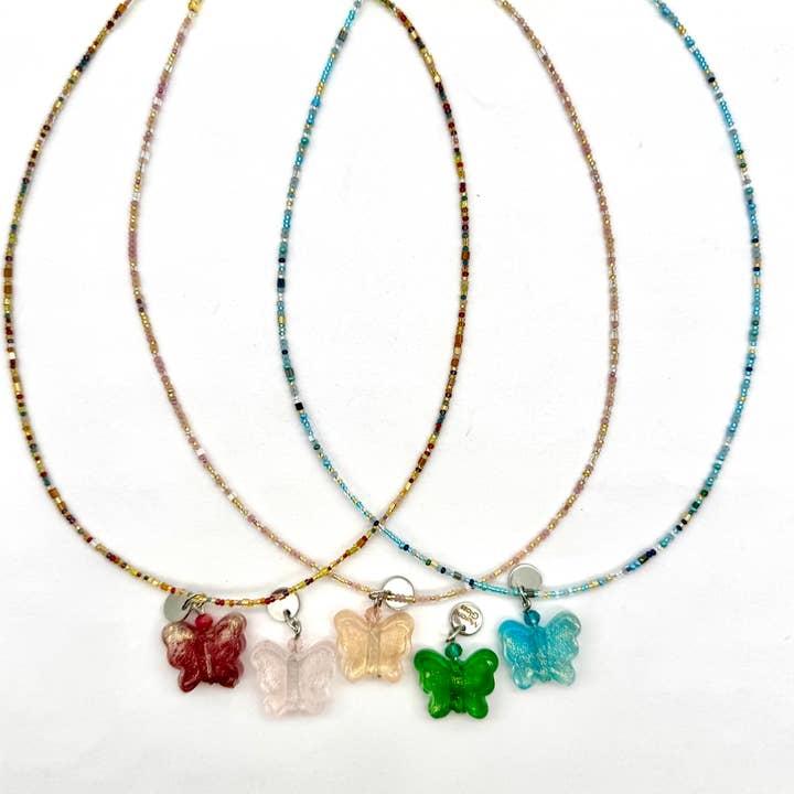 Murano Glazen Mini Sparkle Vlinder Hanger Ketting voor wholesale door Alice Sturzinger LLC