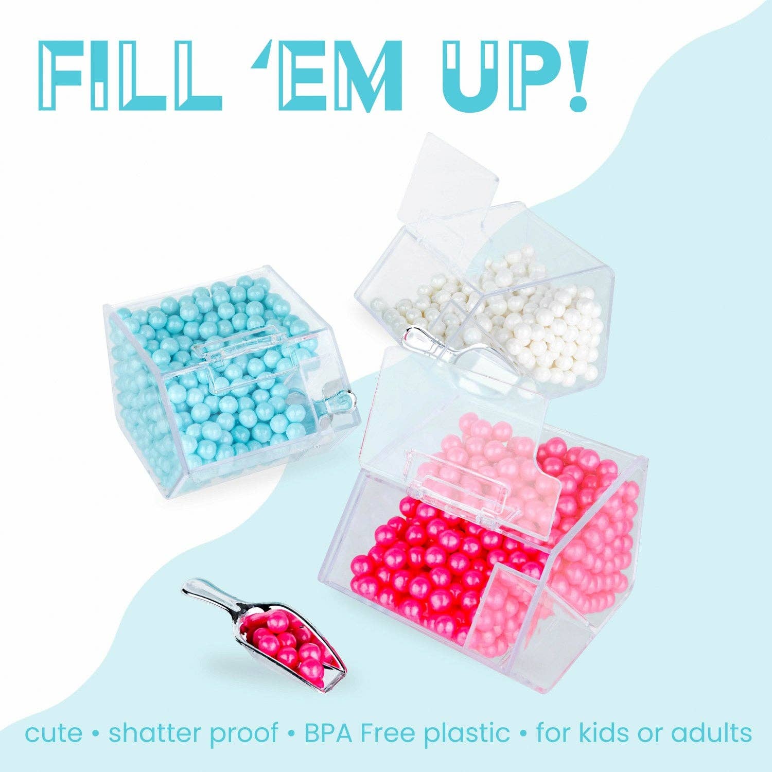 Hammont - Wholesale Party Favor - Candy Box Shaped Acrylic Candy Boxes 6 Pack 3.44"X2.69"X2.2"3