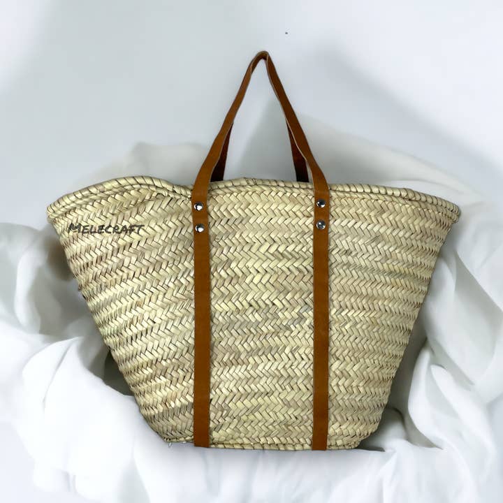 Panier French Market avec cuir, sac fourre-tout pour la vente par Melecraft