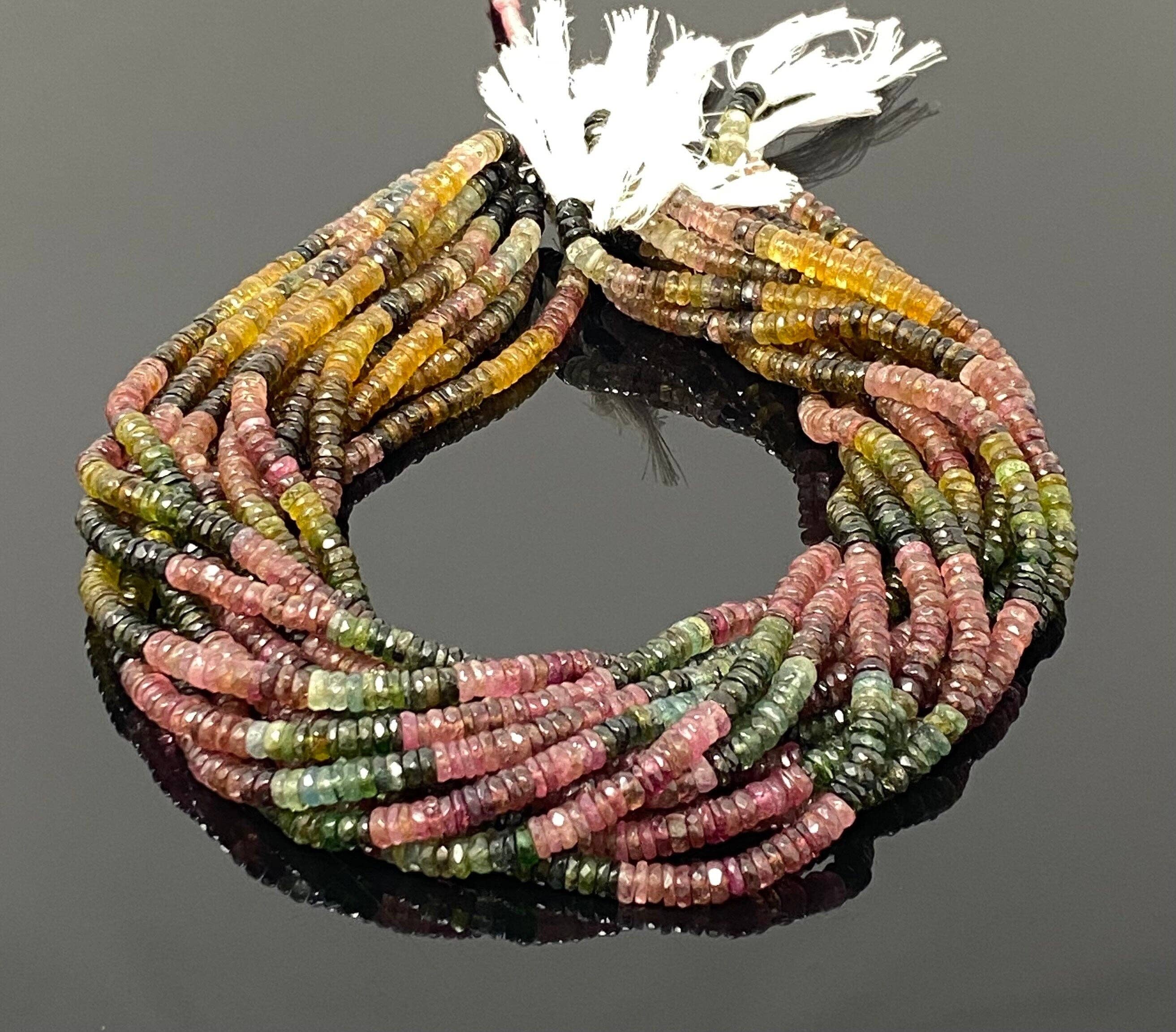 Akstar Gems - Wholesale Beads - 14.5" Natural Tourmaline Gemstone Beads, Watermelon Color Tourmaline Beads, Jewelry Supplies, Wholesale Beads, Faceted Heishi Beads9