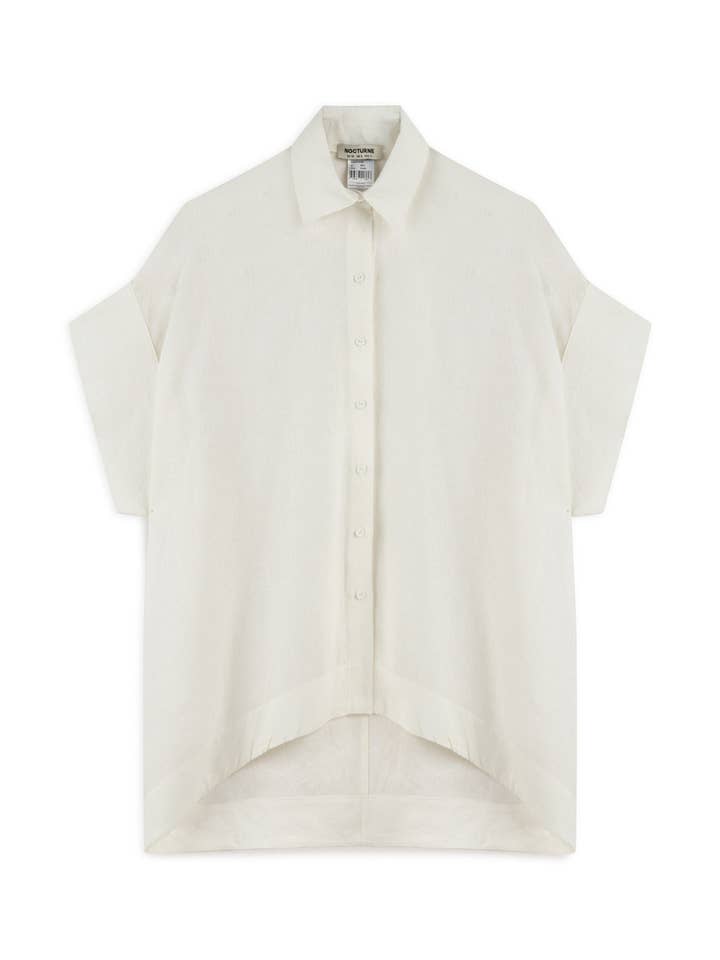 Ecru Flowy Linen Shirt for wholesale by NOCTURNE