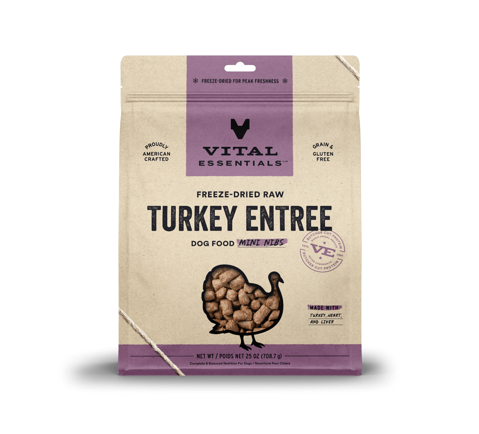Pet Palette Distribution - Wholesale Pet Food - Dog - Vital Essentials Raw Turkey FD Dog Food Mini Nibs 25 oz2