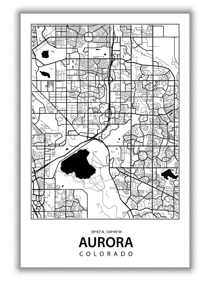 Map of Aurora Colorado for wholesale by Stanley Print House