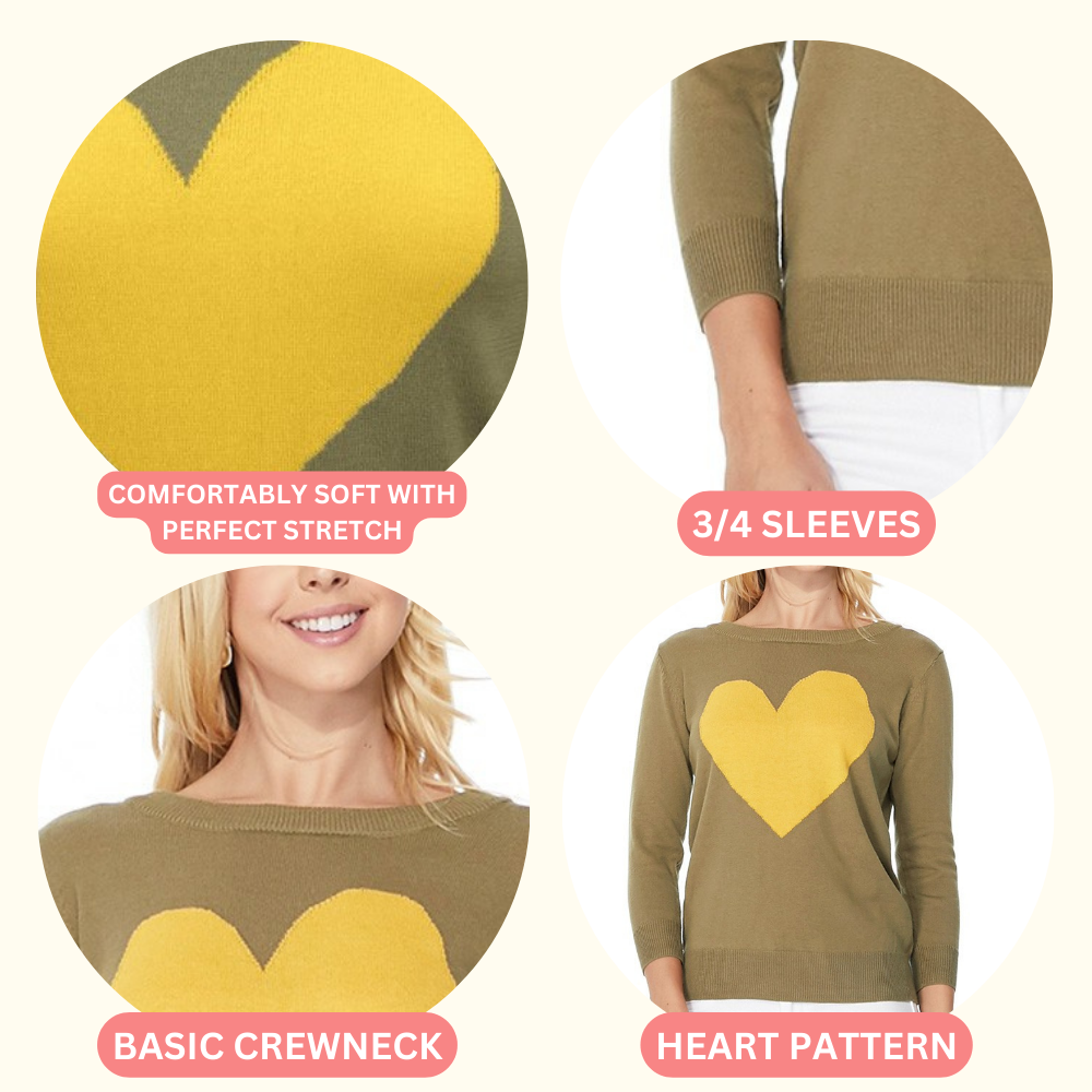 Mak – wholesale Pullovertröja - Dam – Heart Chenille Crewneck 3/4 ärm tröja MK359512