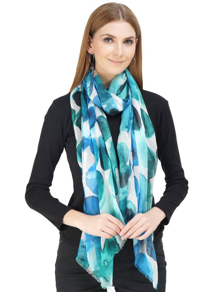 Silk Shawl Spot Blue Green for wholesale by SIDDHARTH IMPORTS