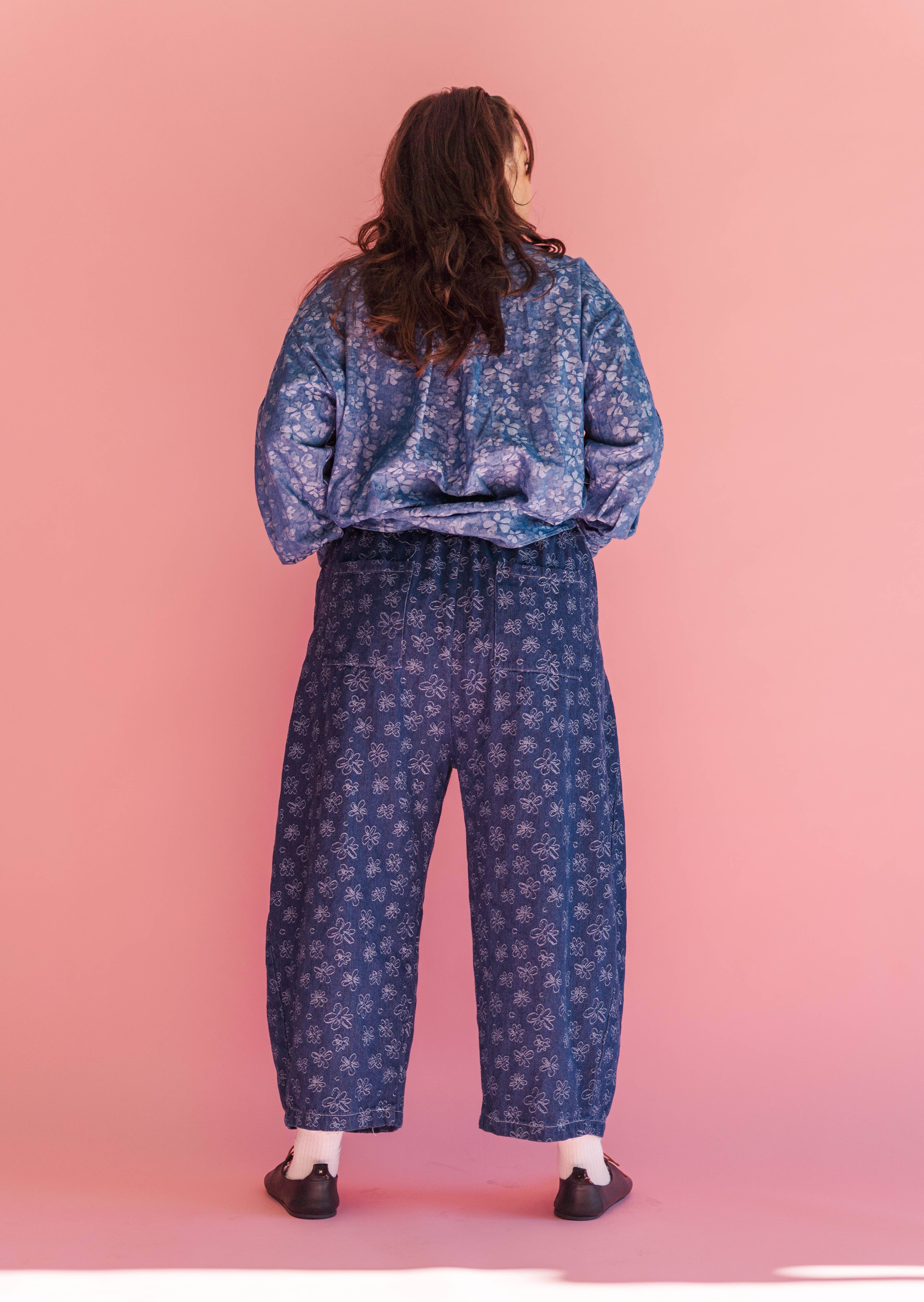 Nettle Studios - Wholesale Pants - Unisex - Size Inclusive Gender Neutral Dark Daisy Denim Balloon Pant14