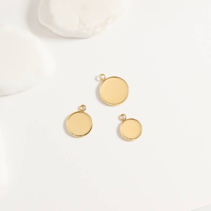 WJW - Wholesale Individual Charm/Pendant - Stainless Steel PVD Cabochon Bezel 10 Pack / ENC0020