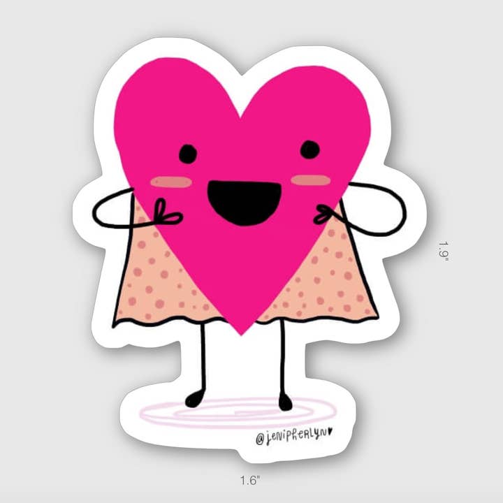 Super Héros Heart Autocollant en vinyle Kawaii pour la vente par Jenipher Lyn / Nightly Doodles