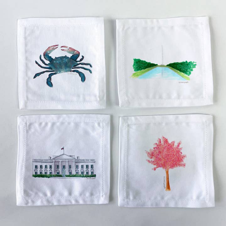 Dishique - Wholesale Dinner & Cloth Napkin - Washington DC Themed Cocktail napkins Set of 4