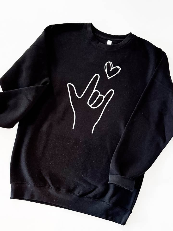 Lil' Grace - Wholesale Graphic Sweatshirt - Unisex - "I Love You" American Sign Language (ASL) Crewneck Sweatshirt - Unisex