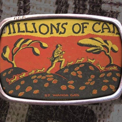 Vintage Miljoner av Katter Boktryck Bältespänne - Present för Kattälskare för wholesale av Regan Flegan