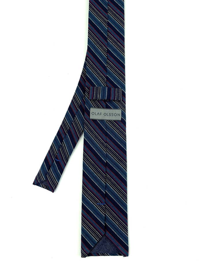 Blue Woven Square Cut Necktie for wholesale by Olaf Olsson