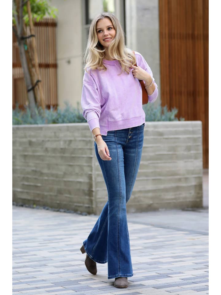 42POPS – Großhandel Sweatshirt – Damen – , French Terry Gewaschene Crop Pullover Kollektion26