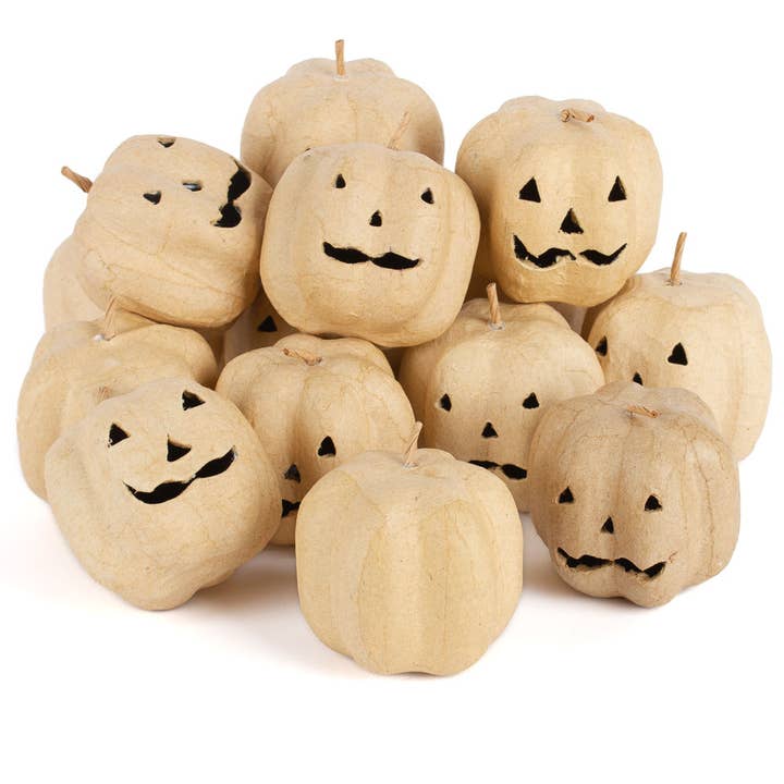 Factory Direct Craft - Wholesale Decorative Tabletop Object - Paper Mache Halloween Jack O' Lantern Pumpkins - Bag of 3