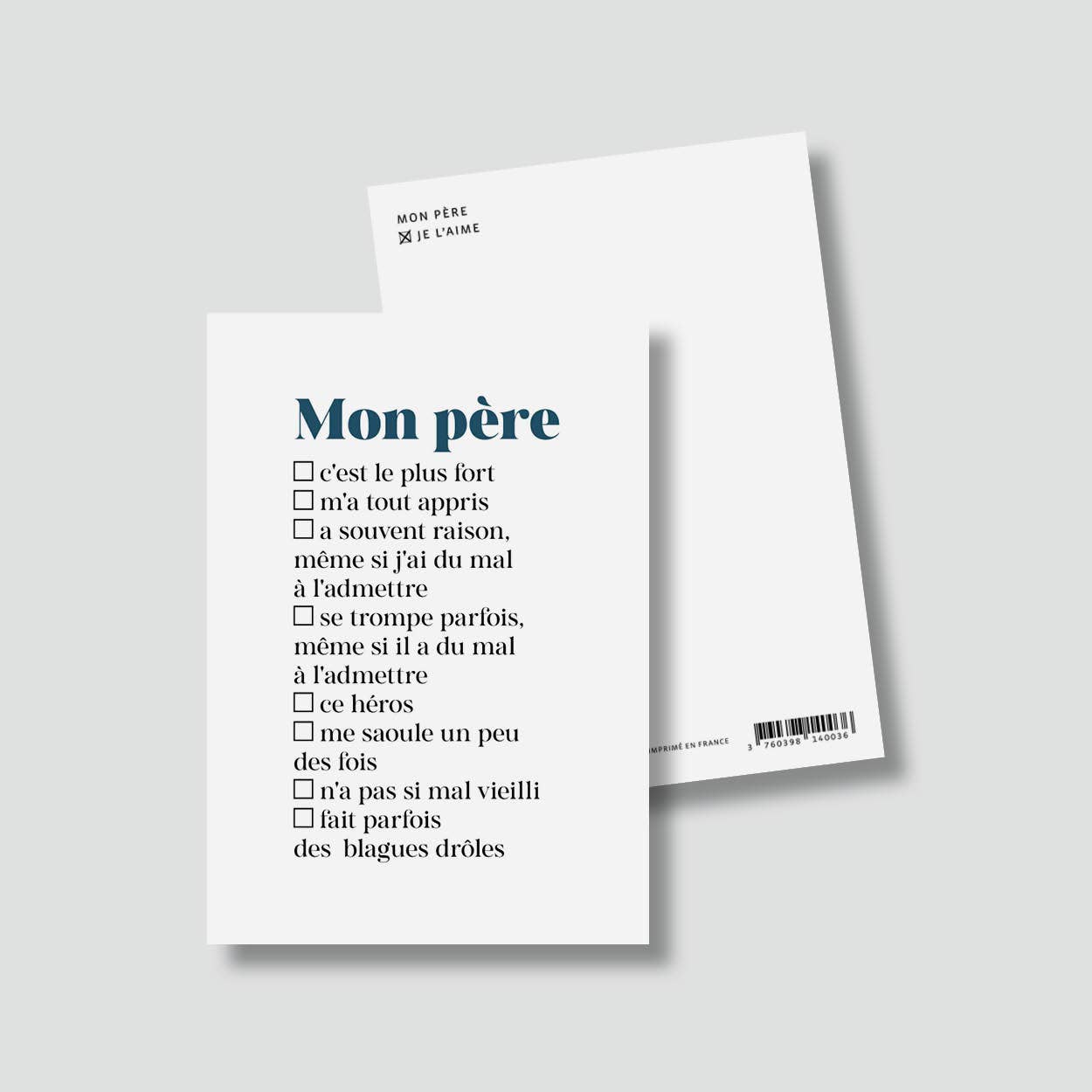 Le shop de Bulma - Wholesale Father's Day Card - "Papa" Card: Check-off card (with envelope)2