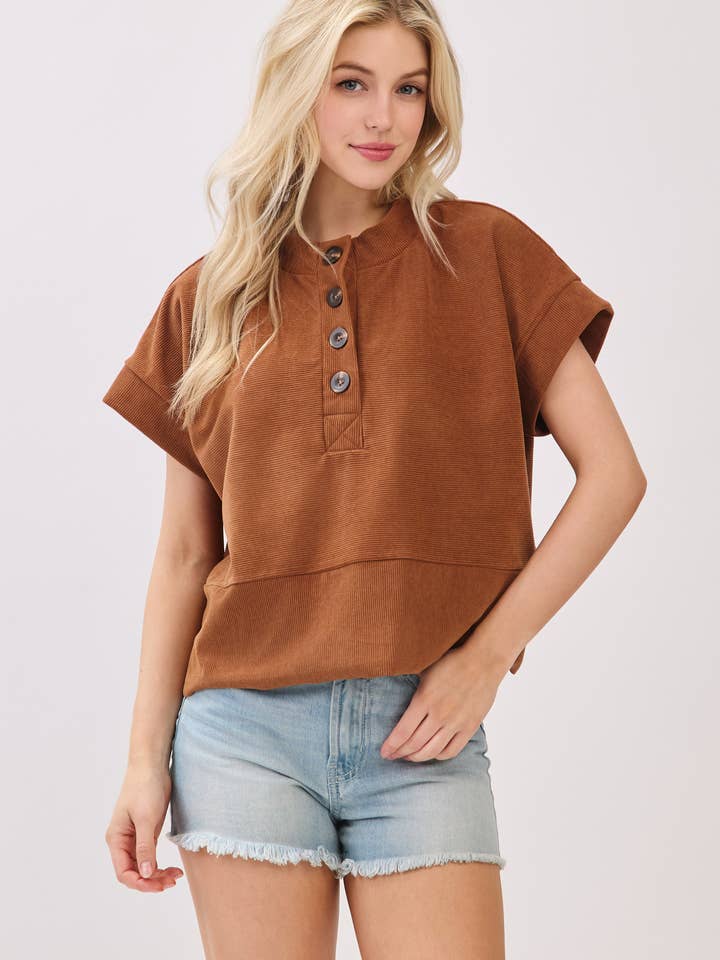 TA2400 Boxy Corduroy Button Top for wholesale by BOMBOM