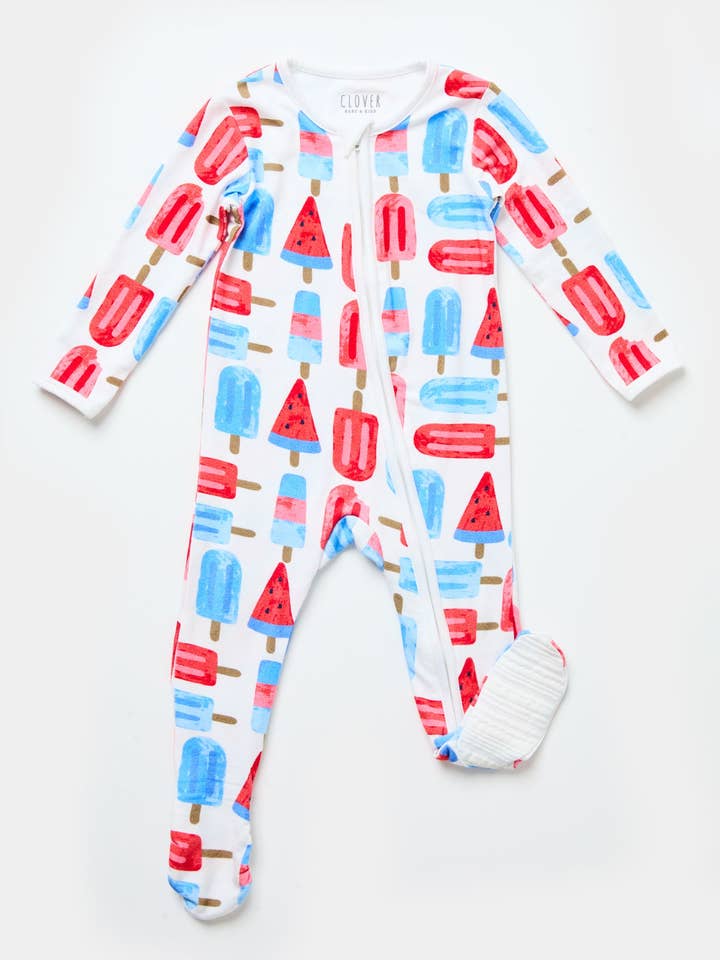 Soft & Stretchy Zipper Footie - Popsicles for wholesale by Clover Baby & Kids