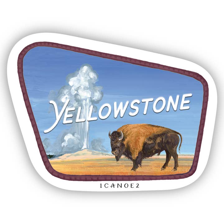 Yellowstone National Park Badge Decal Sticker for wholesale by 1canoe2 | One Canoe Two Paper Co.