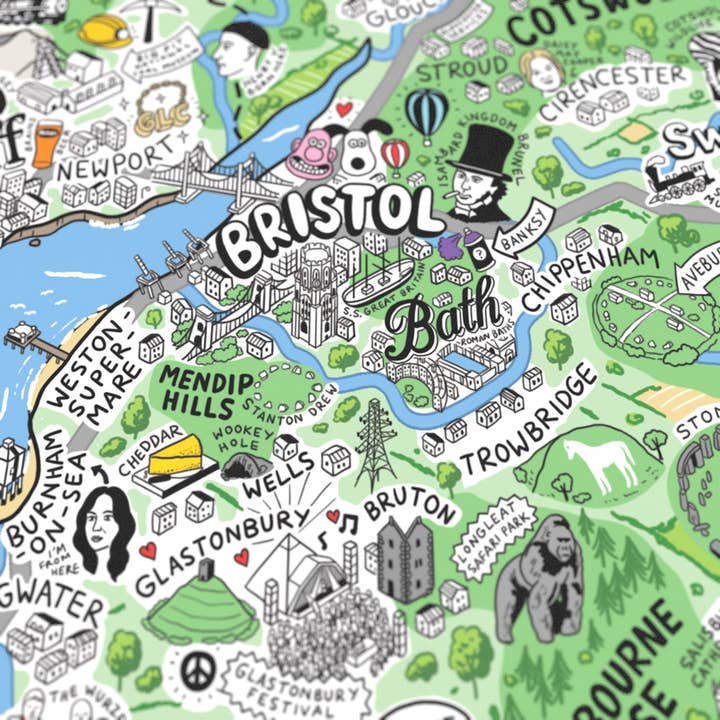 Evermade - Vendita all'ingrosso Stampa artistica - Mappa disegnata a mano di Gran Bretagna e Irlanda, stampa artistica