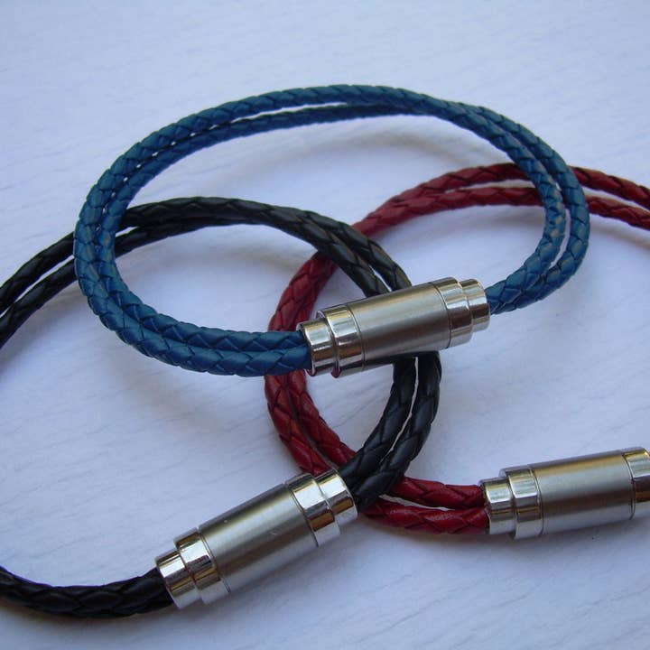 Double Strand Leather Bracelet with Stainless Steel Magnetic Clasp, Mens Bracelet, Mens Gift, Mens Jewelry, Groomsmen, Fathers Day, Bracelet for wholesale by Urban Survival Gear USA