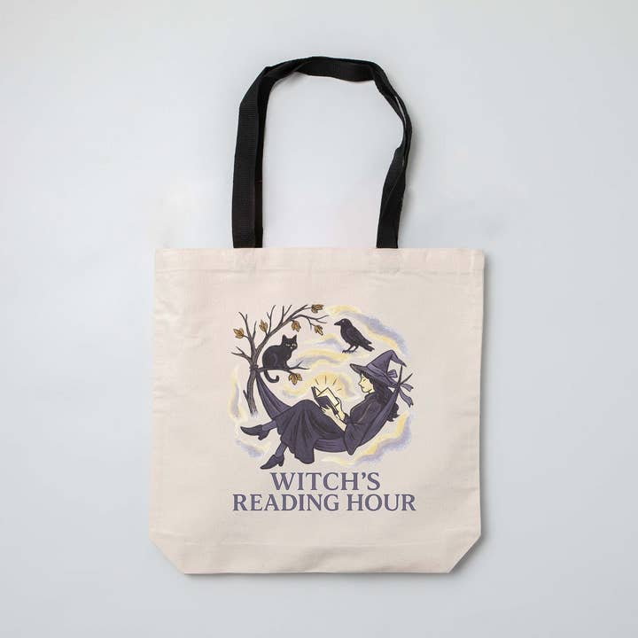 "Witch's Reading Hour" Halloween Themed Book Bag for wholesale by The Obstinate Octopus