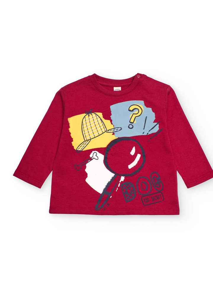 tuc tuc - Wholesale T-Shirt - Kids - Red detective print t-shirt for boys0