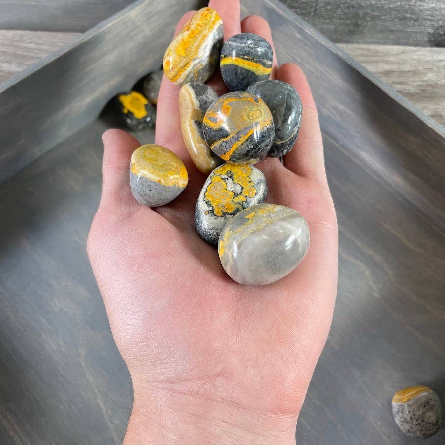 Keystone Crystals - Wholesale Spiritual Stone/Crystal - Bumblebee Jasper Tumbled Stones – 1 lb Bulk Lot for Crystal Shops1