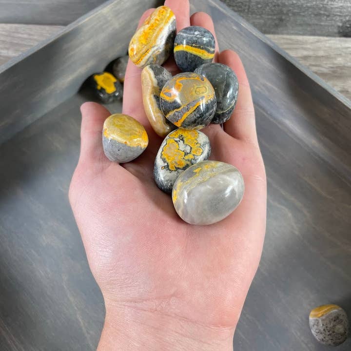 Keystone Crystals - Wholesale Spiritual Stone/Crystal - Bumblebee Jasper Tumbled Stones – 1 lb Bulk Lot for Crystal Shops1