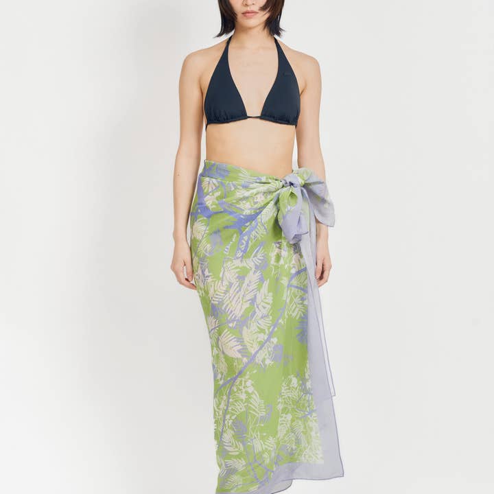 Paréo de plage "Coco Dream" - Violet & Vert pour la vente par Lost Pattern NYC