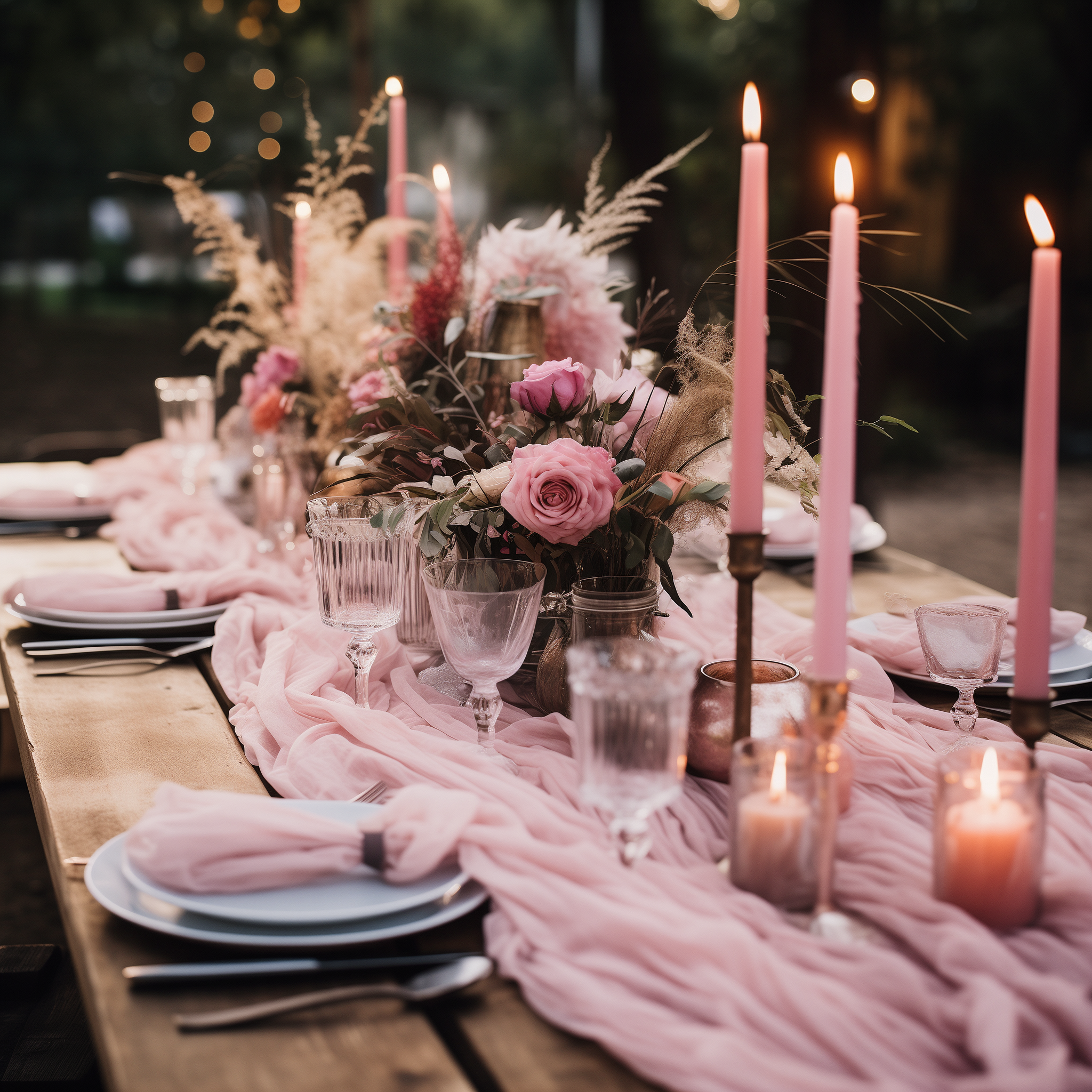 AVAGANTE Design – wholesale Table runner – Table runner -  crinkled cheesecloth runner - Pink8