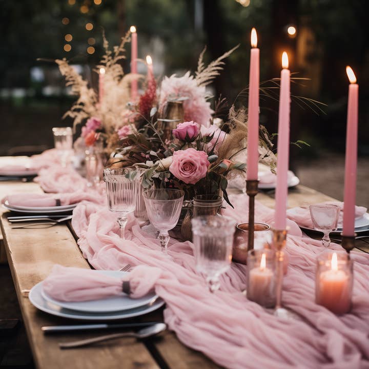 AVAGANTE Design - Wholesale Table Runner - Table runner - crinkled cheesecloth runner - Pink8