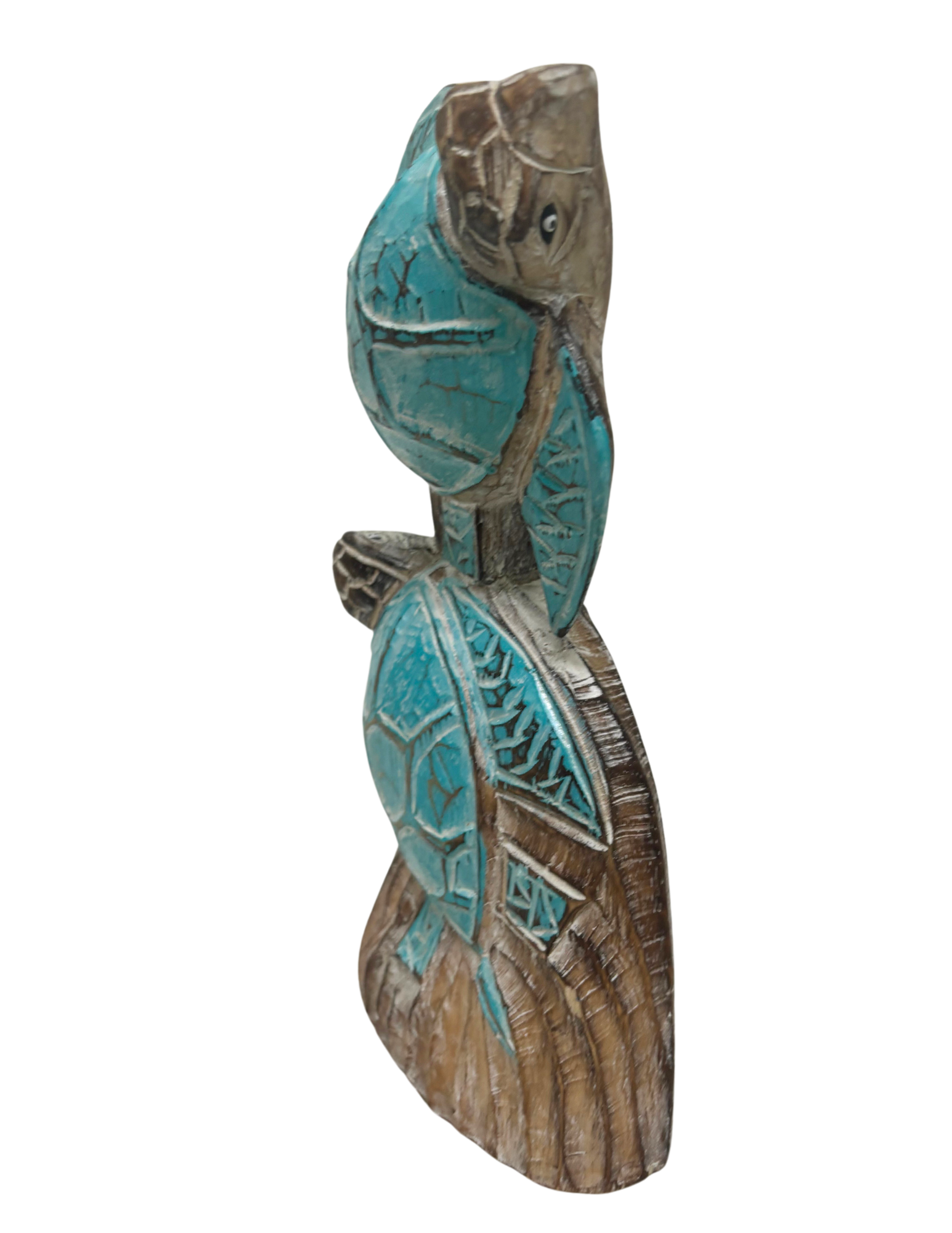 White Elephant - Vente Sculpture - ART NAUTIQUE EN BOIS SCULPTÉ À LA MAIN DOUBLE TORTUE DE MER1