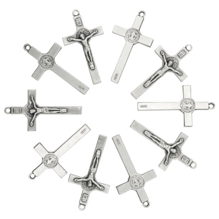 Village Gift Importers - Wholesale Individual charm/pendant - 10-Pack of St. Benedict Crucifix Pendants, 1.5" Long3