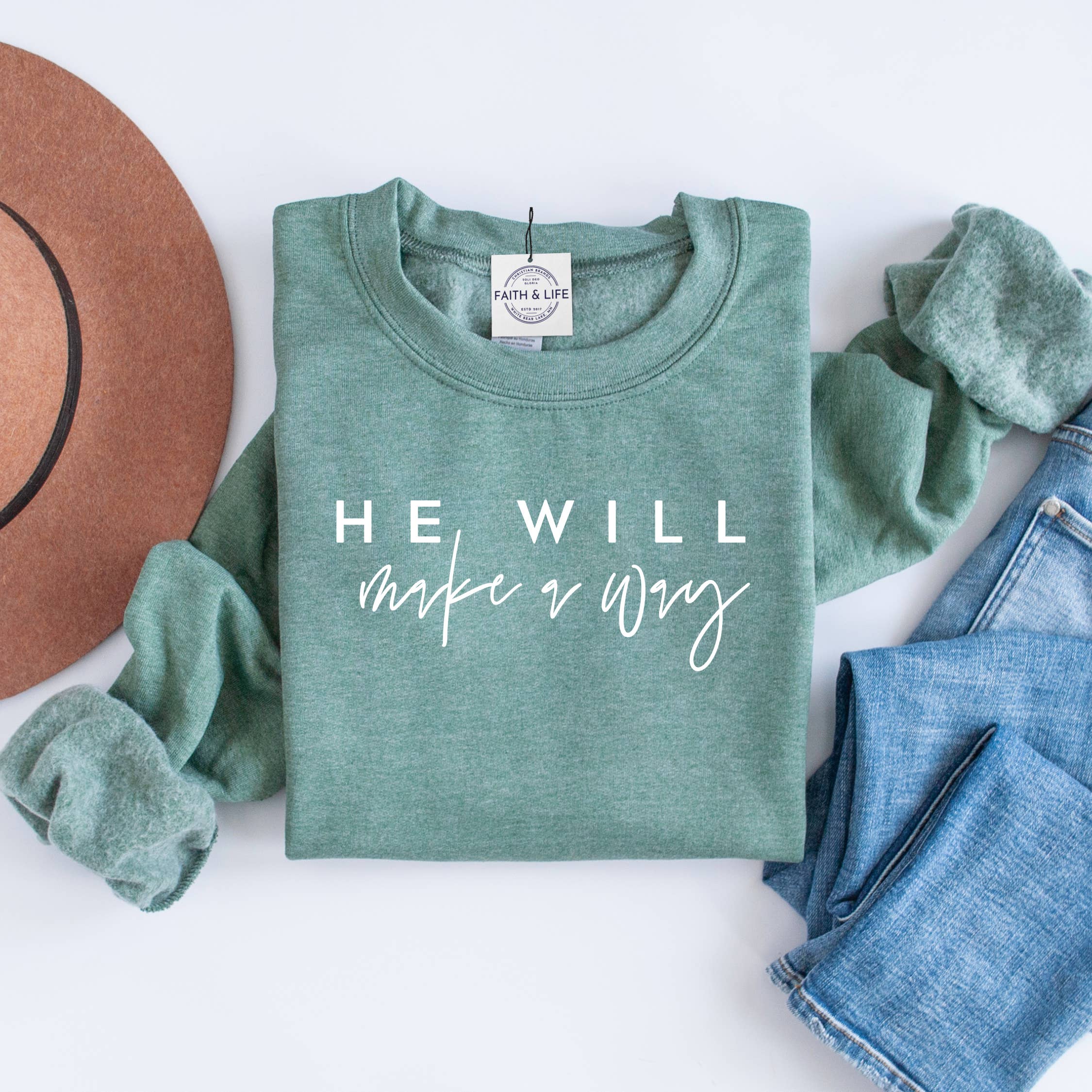 Faith & Life Christian Brands - Wholesale Graphic Sweatshirt - Women's - Isaiah He Will Make A Way New Year Bible Verse Crewneck