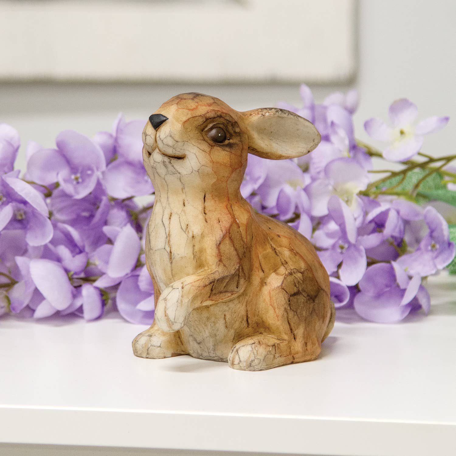 Col House Designs - Wholesale Decorative Tabletop Object - Carved Look Resin Bunny Sitter - 5.5"H1