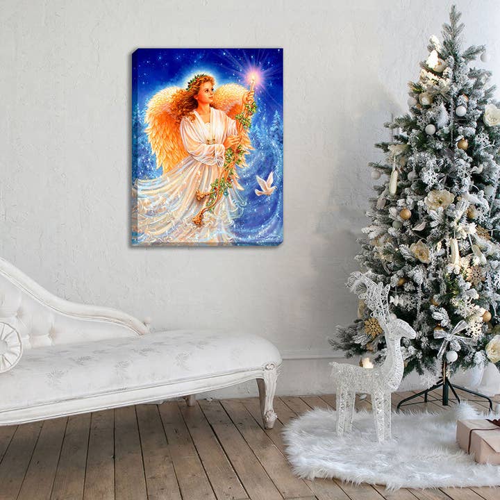 Stardust Angel 18x24 Fully Illuminated LED Wall Art for wholesale by Glow Decor