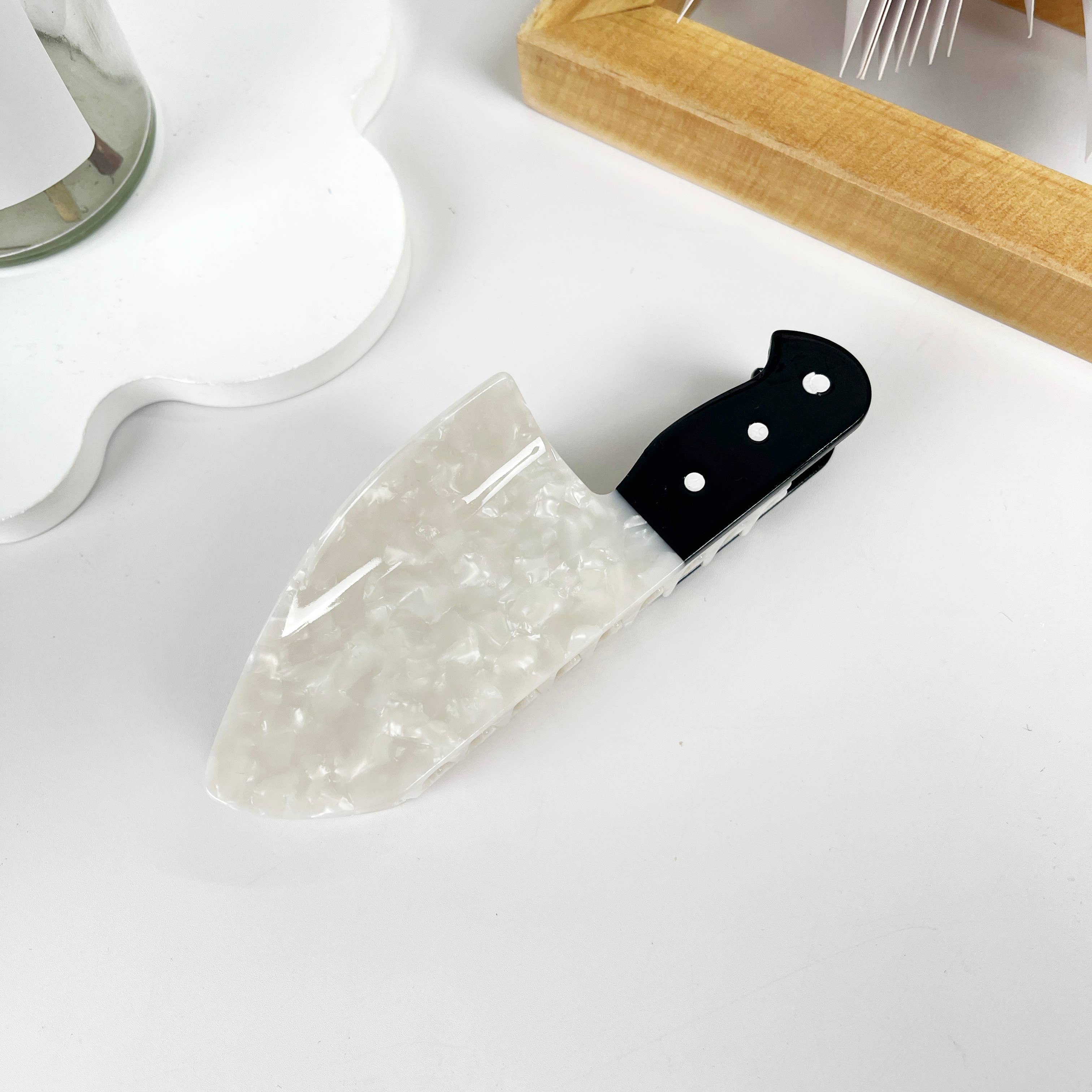 White Funy Knife Hair Claw Clip for wholesale on Faire2