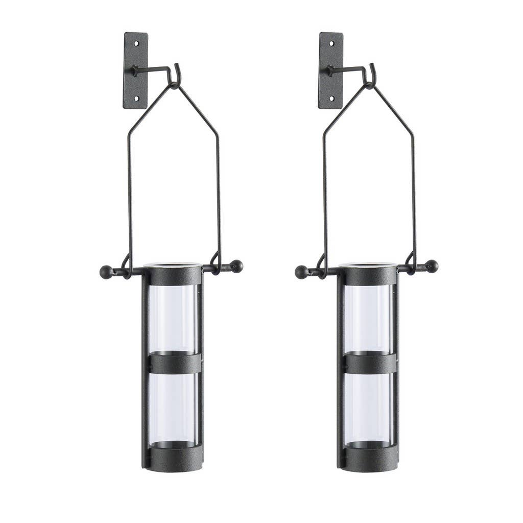 Danya B - Wholesale Vase - Wall Mount Hanging Glass Cylinder Vase w/Metal Cradle & Hook2