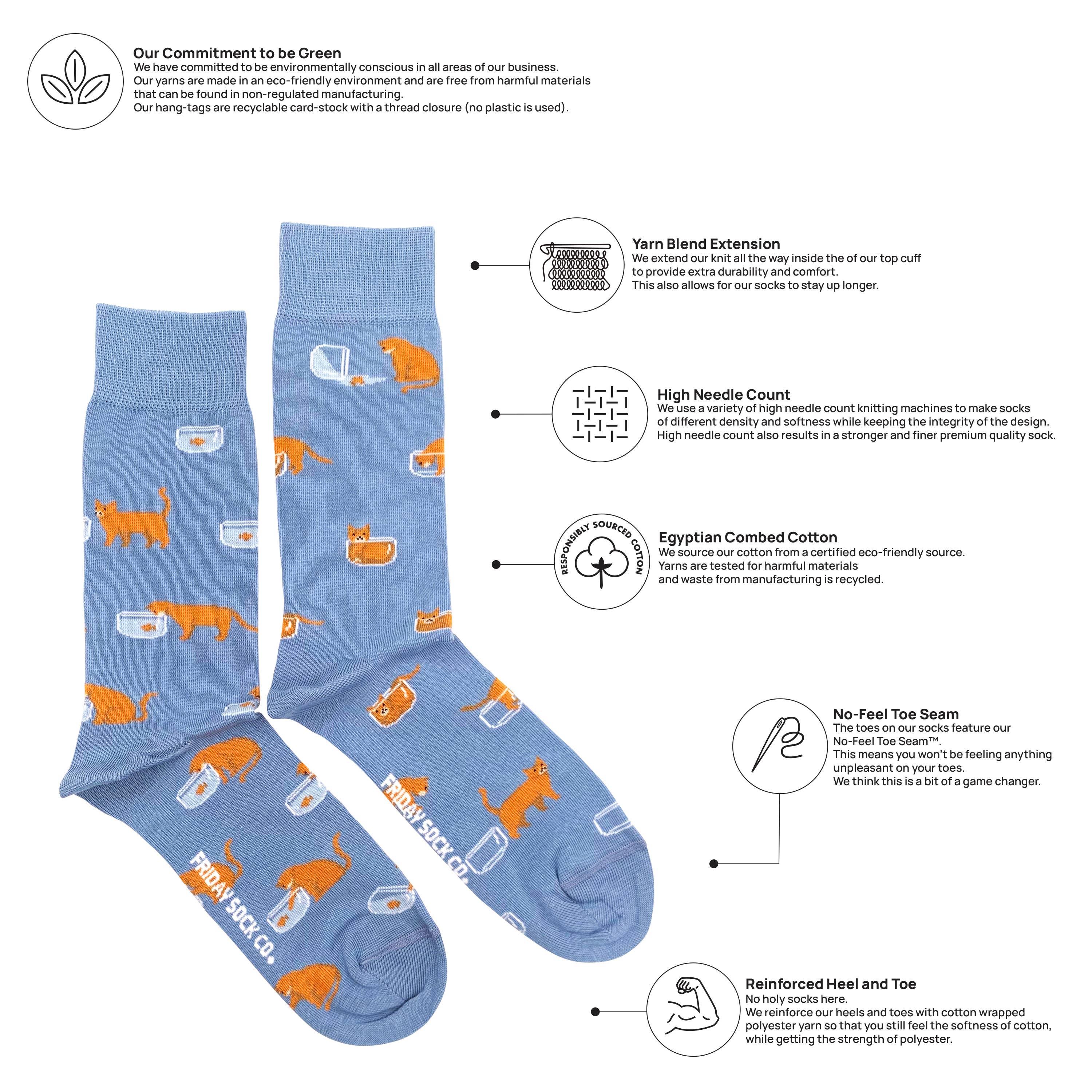 Friday Sock Co. - Wholesale Socks - Men's -  Men's Cat & Goldfish Mistmatched Socks1