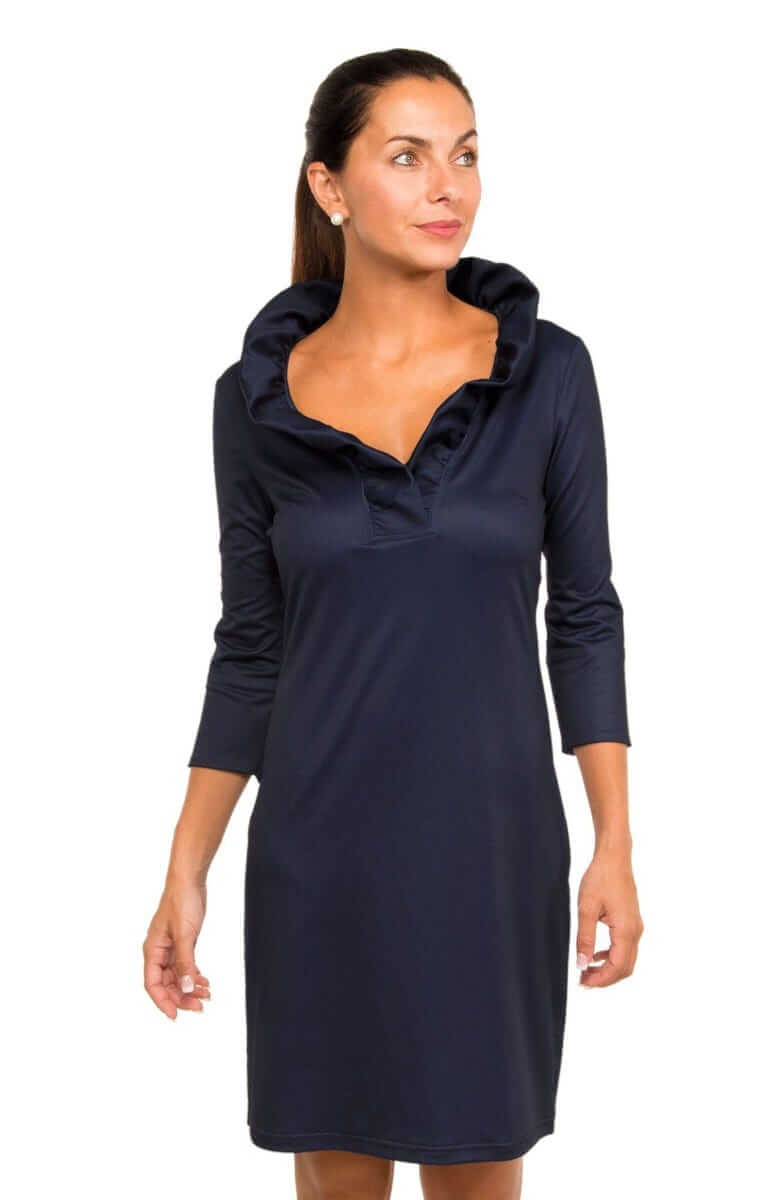 Gretchen Scott LLC - Wholesale Dress - Women's - Jersey Ruffneck Dress - Solid15