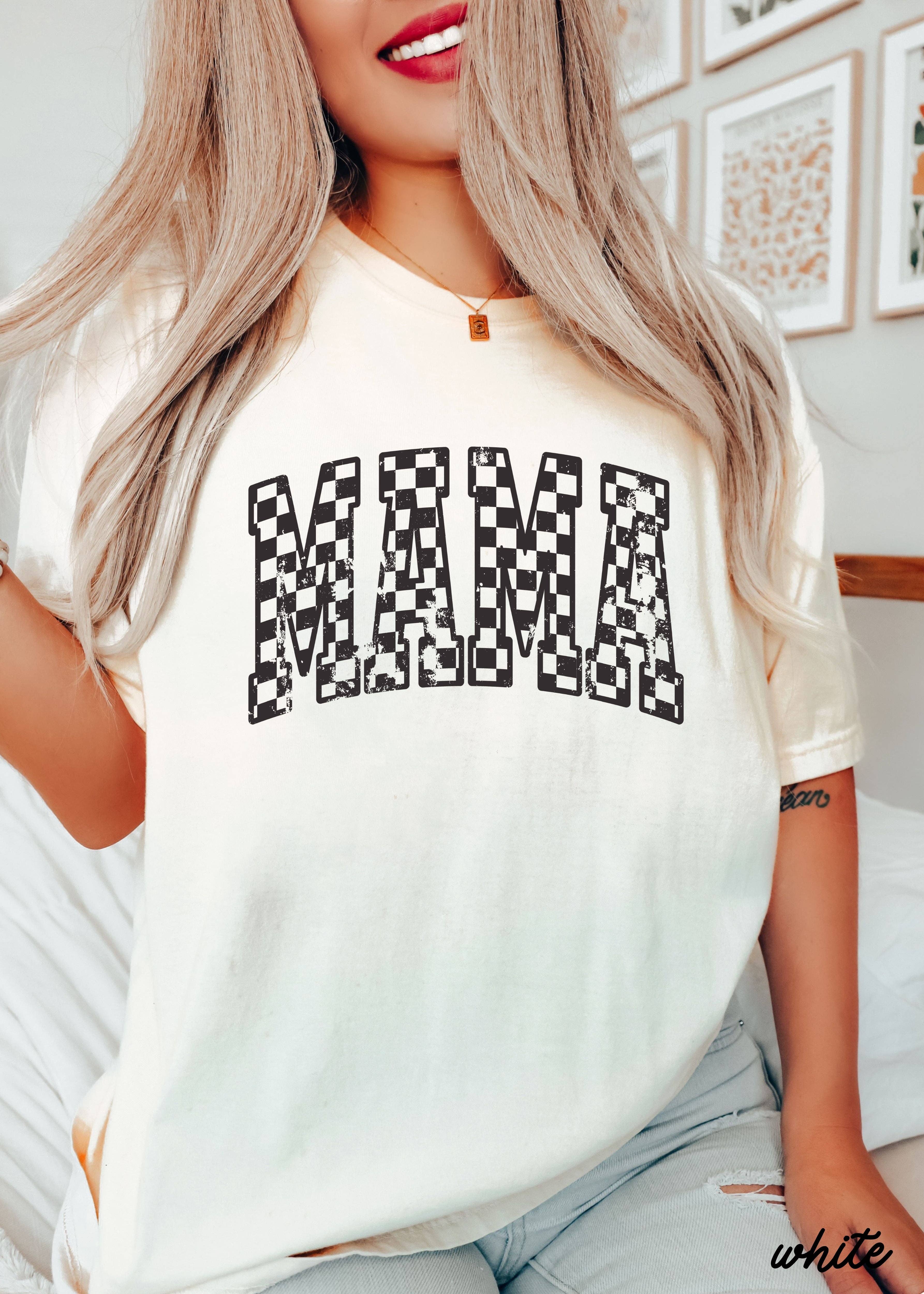 Chloe Vs Tank - Wholesale Screen Printed T-Shirt - Unisex - Mama Outline Checkered Tee *12 Colors (S-3X)11