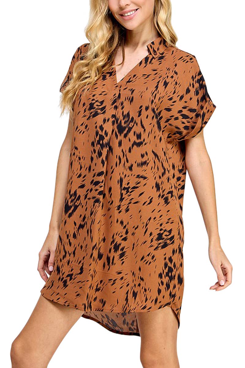 Vanilla Monkey - Vente Robe – femme - Robe courte décontractée imprimée à col en V0